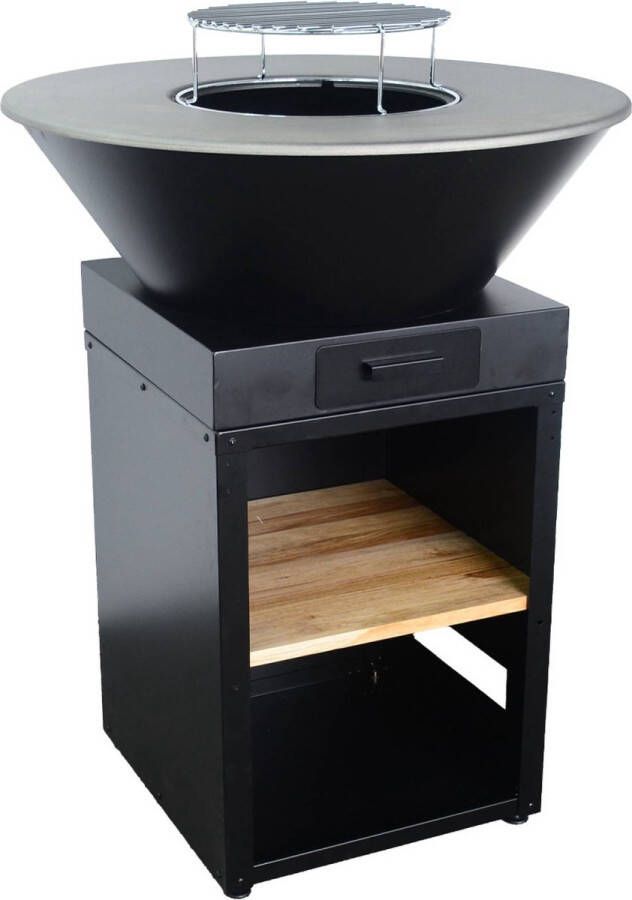 Sweeek Brasero barbecue ø81 5cm met grillrooster opbergruimte voor hout