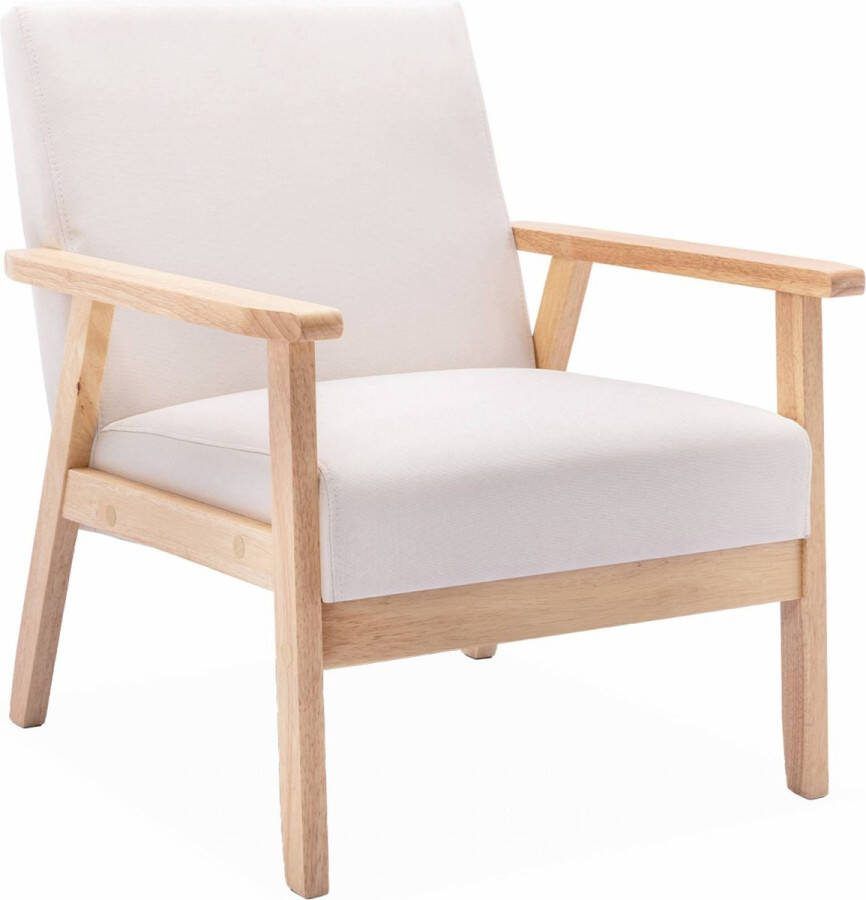Sweeek Houten fauteuil met stoffen zitting