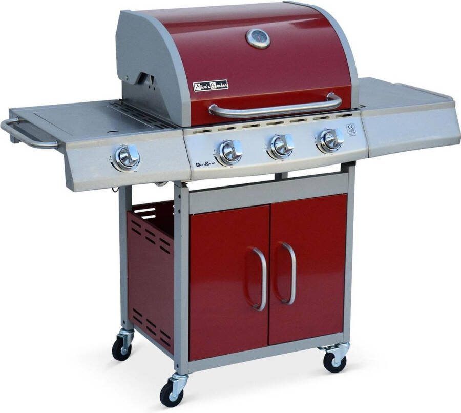 Alice's Garden Gas BBQ Richelieu 4 branders Rood Grilloppervlak 56.9x45.3cm
