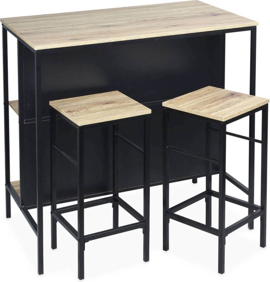 Sweeek Hoge tafel van hout en metaal loft 100 x d 60 x h 95cm
