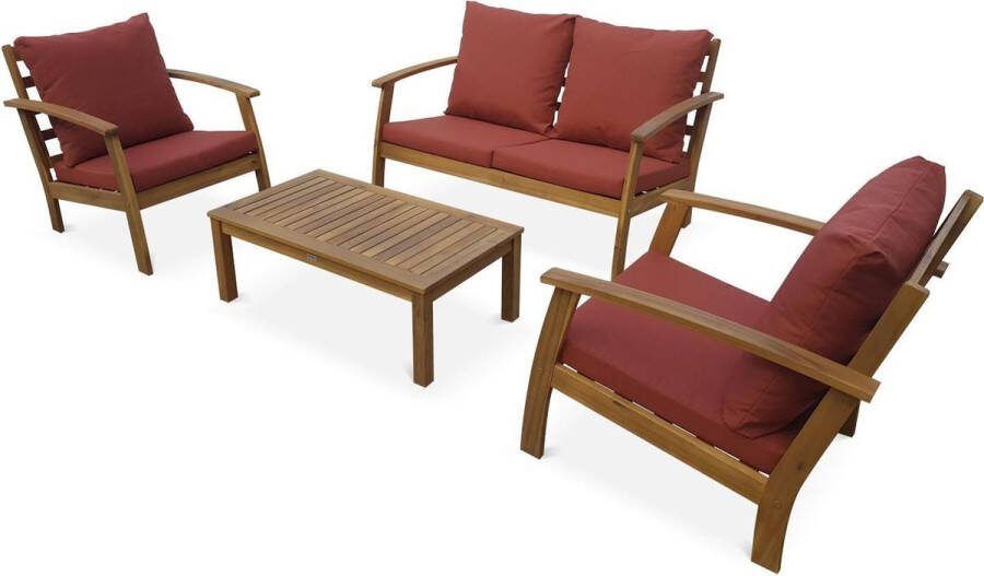 Sweeek Houten loungeset ushuaïa 4 zitplaatsen