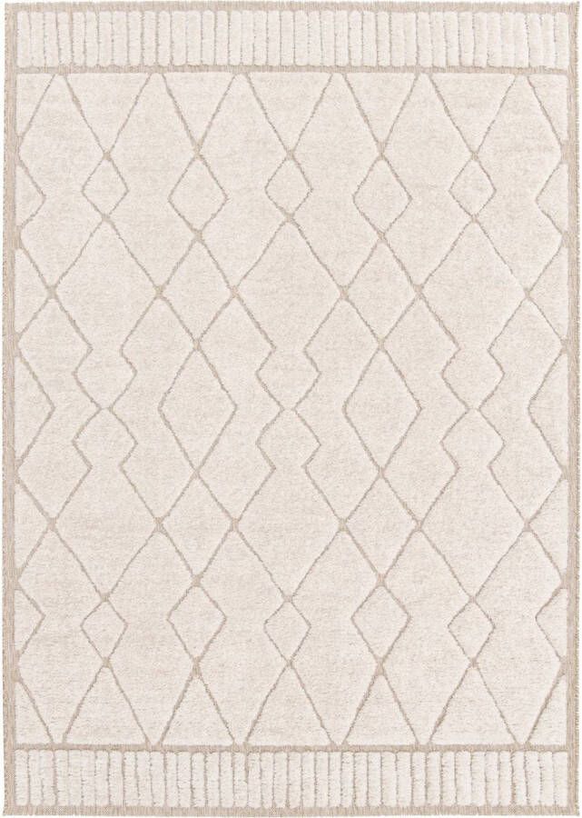 Sweeek Interieur tapijt met etnisch berbermotief korte pool beige en crème