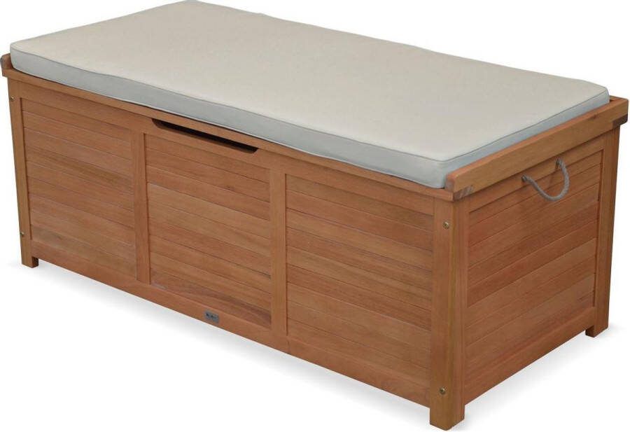 Sweeek Houten tuinbox 200L met gasveren en wielen