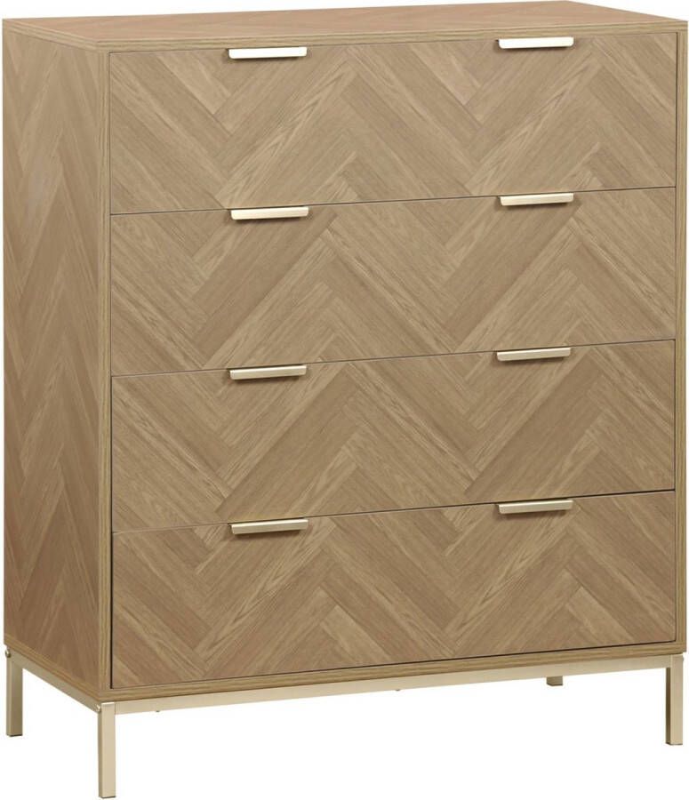 Sweeek Ladekast budapest vier laden visgraatmotief 80 x 40 x 95