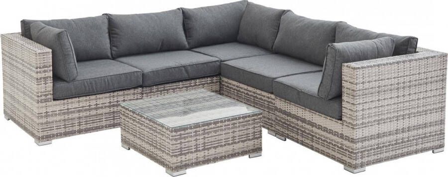 Alice's Garden Loungeset Napoli 5 plaatsen Wicker 6 elementen Grijs Tinten grijs