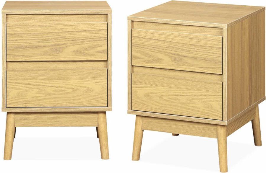Sweeek Nachtkastje met houteffect en twee laden
