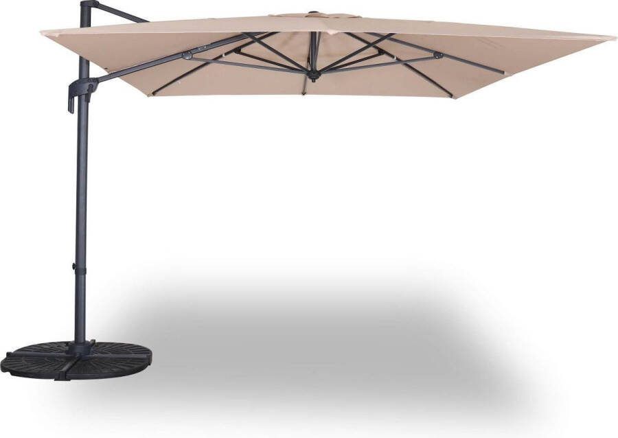 Alice's Garden zweefparasol Antibes 3x4m beige verstelbaar en draaibaar