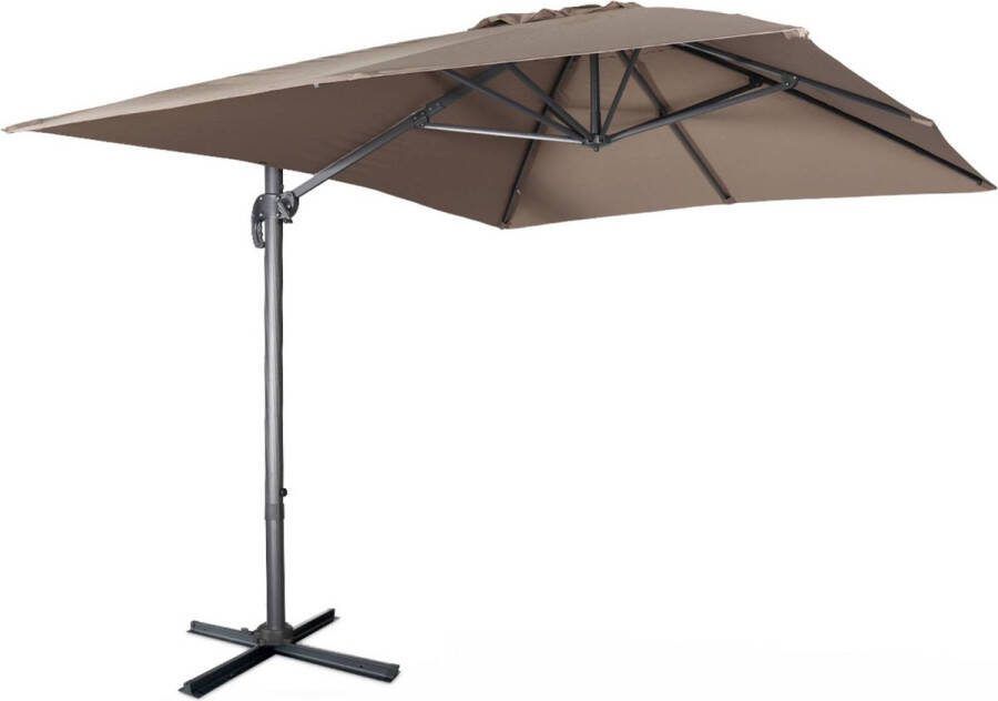 Alice's Garden Offset rechthoekig zonnescherm Wimereux 3x4m excentrisch 360° draaibaar Taupe