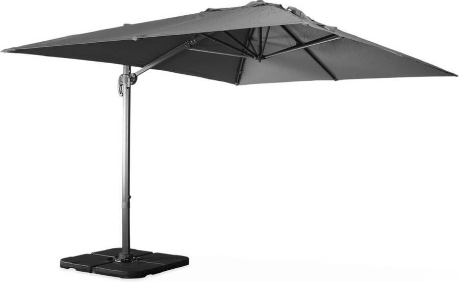 Sweeek Rechthoekige parasol 3x4 m wimereux 360° draaibaar + verzwaarde platen 50x50cm