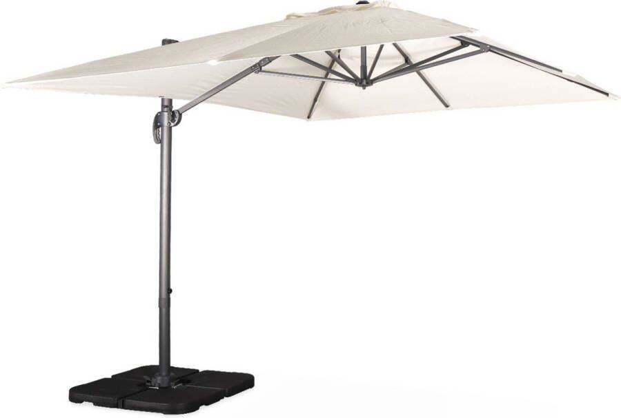 Sweeek Rechthoekige parasol 3x4 m wimereux 360° draaibaar + verzwaarde platen 50x50cm