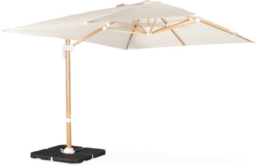 Sweeek Rechthoekige parasol 3x4m wimereux 360° draaibaar verzwaarde tegels 50x50cm