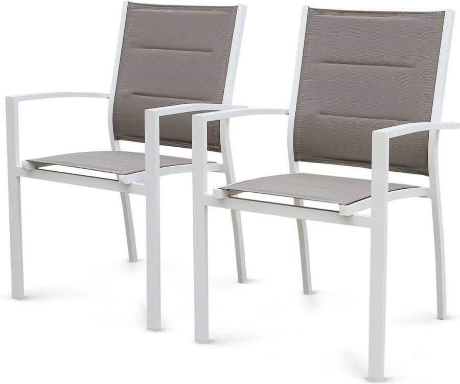 Alice's Garden Set van 2 aluminium en textileen stoelen opstapelbaar