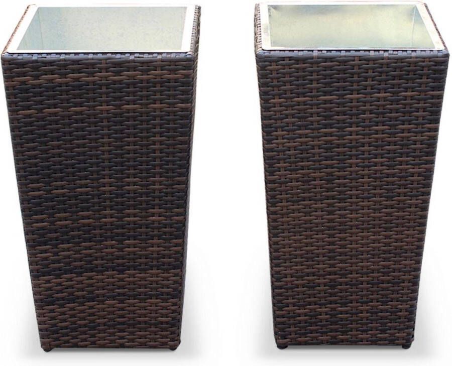 Alice's Garden 2x Bloempot Prato wicker 20cm diep 33x33x59.5cm Bruin
