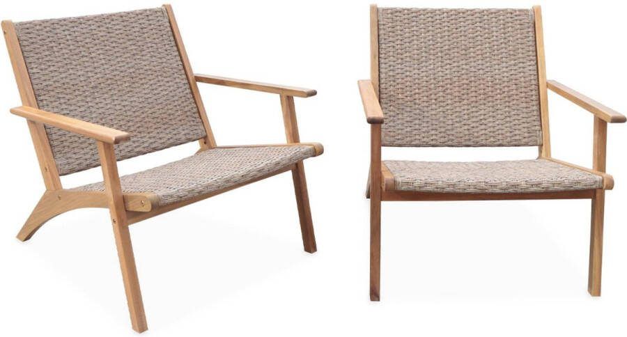 Sweeek Set van 2 fauteuils van hout en hars 62 x 78 x 67 cm