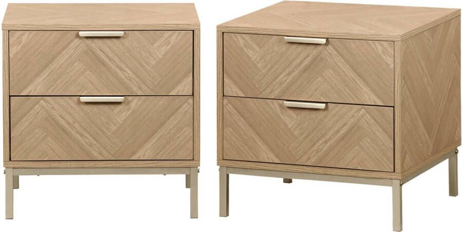 Sweeek Set van 2 nachtkastjes budapest twee laden l 45 x b 40 x h 45cm