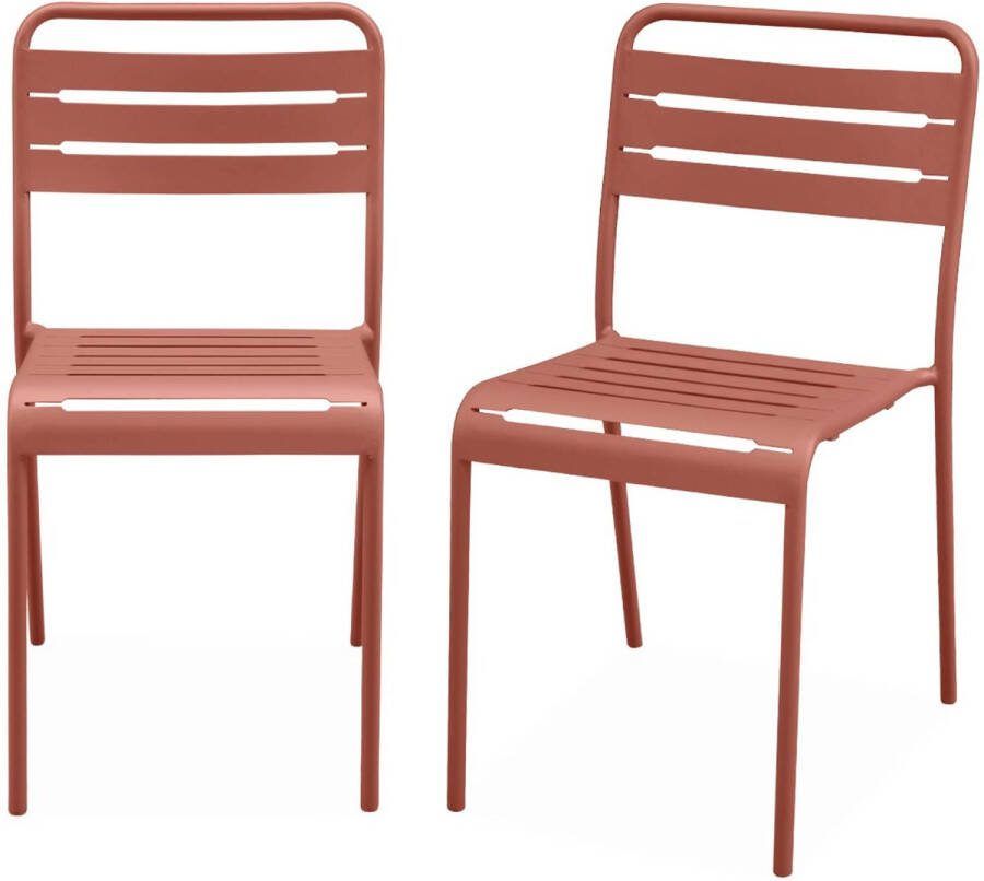 Sweeek Set van 2 stalen tuinstoelen amelia b44 x d52 x h79cm