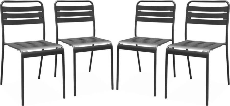 Sweeek Set van 4 stalen tuinstoelen amelia b44 x d52 x h79cm