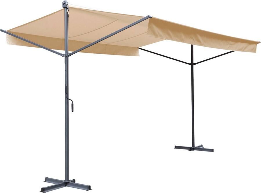 Sweeek Penne 4x3m schuine zonnenscherm op poten tuinluifel handmatig systeem 280g gecoat polyester doek
