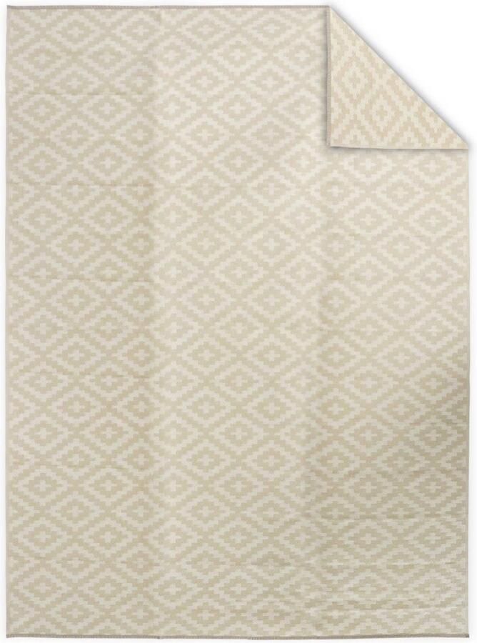 Sweeek Tapijt binnen buiten etnisch motief beige jacquard motief