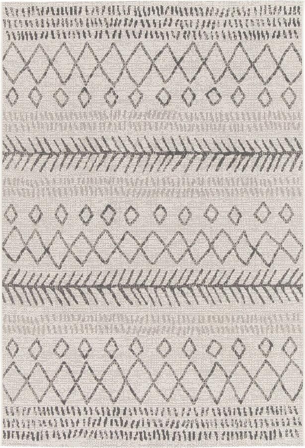 Sweeek Vlakgeweven berber-stijl tapijt voor binnen en buiten crème en zwart