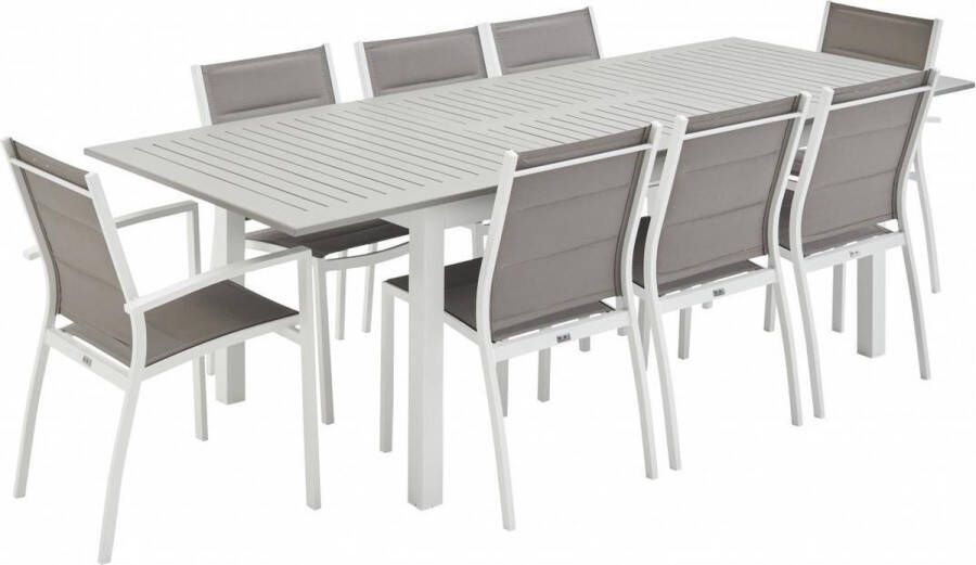 Sweeek Aluminium tuinset 8 plaatsen uitschuifbaar
