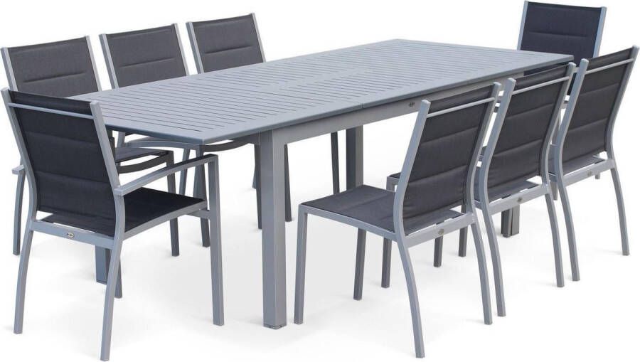 Sweeek Aluminium tuinset 8 plaatsen uitschuifbaar