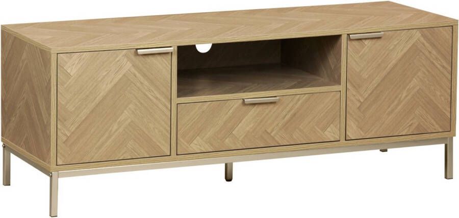 Sweeek Tv-meubel budapest twee deuren een lade een nis twee planken l 120 x b 40 x h 45cm