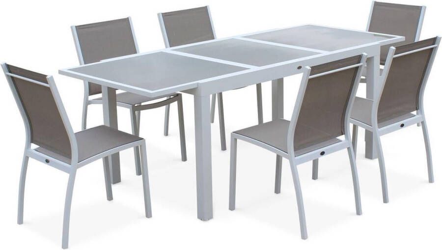 Alice's Garden Tuintafel met verlengstuk 150 210cm aluminium en textileen
