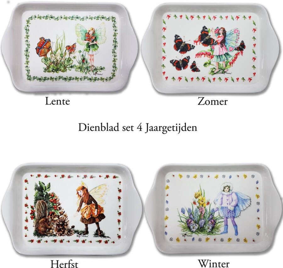 Sweet Lake Collection Dienblaadje set a 4 jaargetijden snackschaaltje melamine Moederdag Snacktray