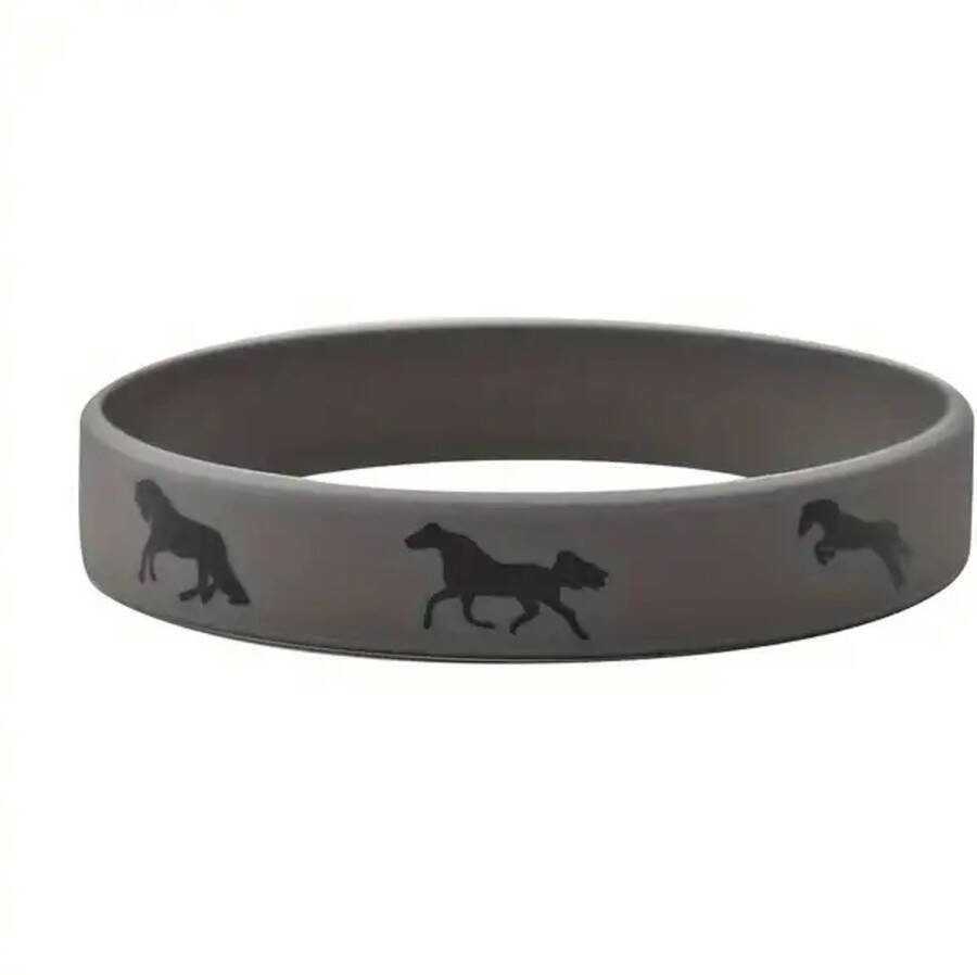 Sweet-One Elastische rubberen paarden armband grijs armband paard sieraad horse manege western dressuur grijs dier