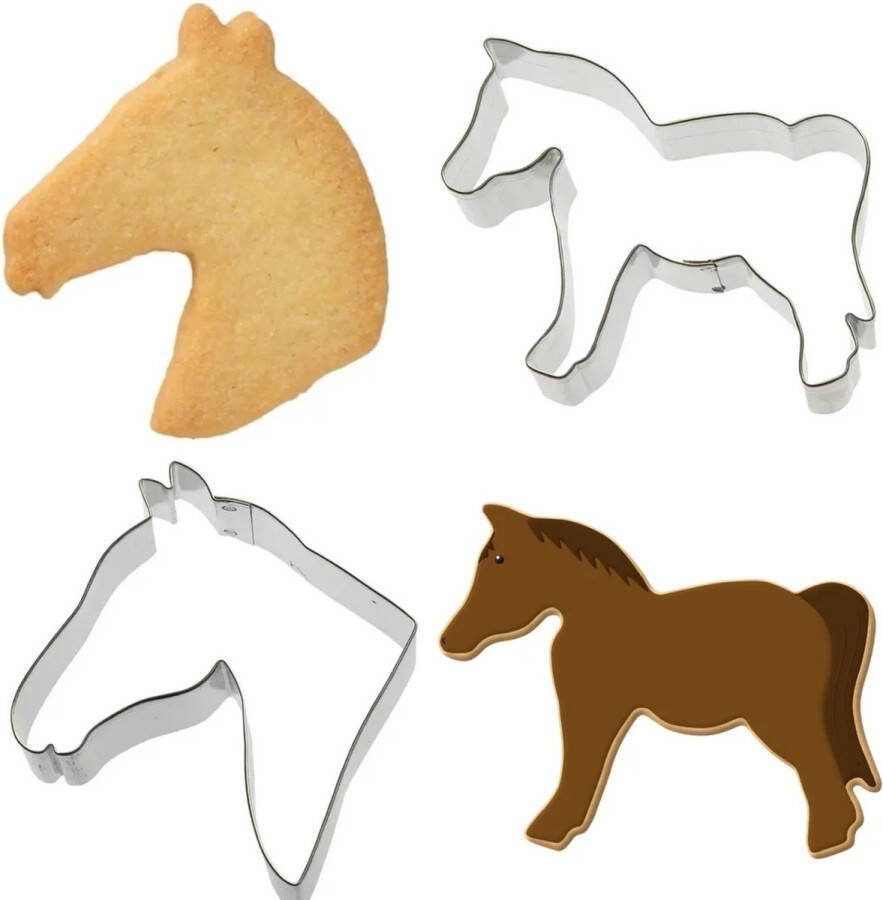 Sweet-One Paarden koekjes vormen set 4-delig paard koek bakken horse manege ruiter paardensport verjaardag traktatie