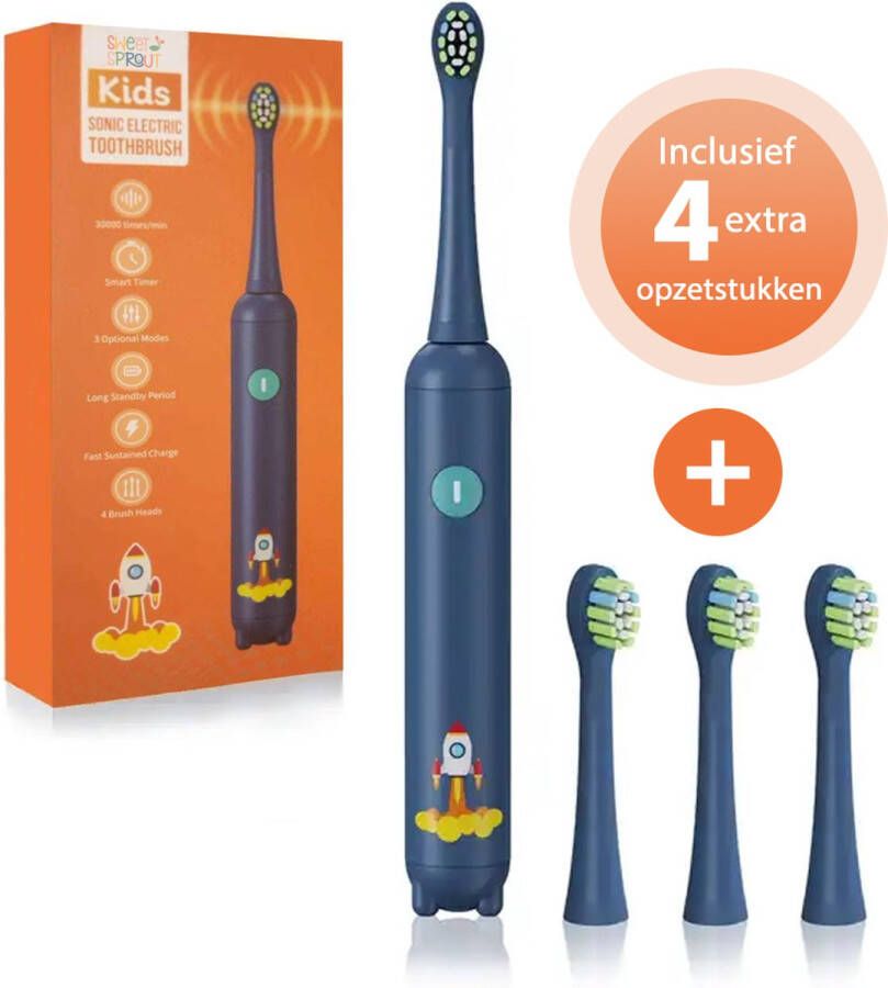 Sweet Sprout Sonische Elektrische Tandenborstel Kinderen Baby en Peuter Inclusief 3 opzetstukken en timer 0 t m 4 jaar