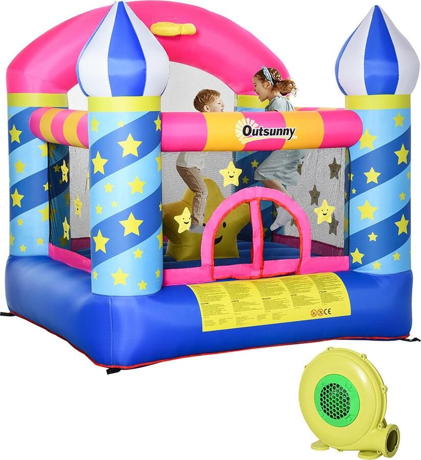 Sweiko Zelfopblazend Springkussen inclusief Blower 1 Reparatieset voor Kinderen van 3-12 jaar Kleurrijk
