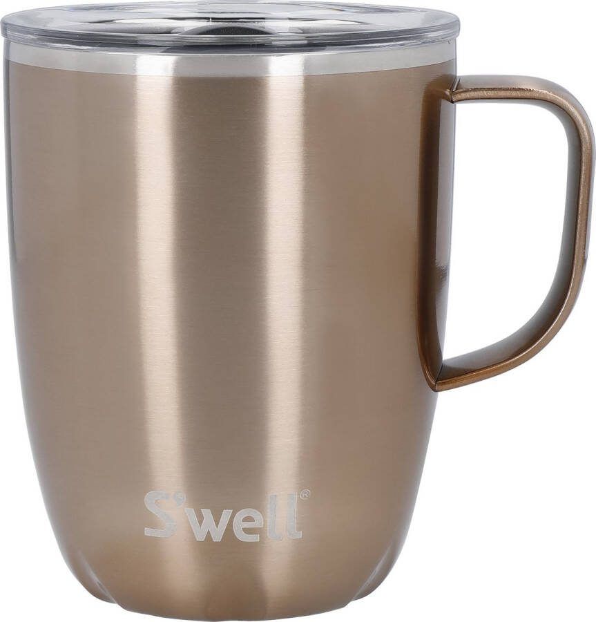 SWELL S'well Mok met Handvat Pyriet 350ml. Vacuüm geïsoleerde roestvrijstalen reisbeker met handvat reismok met schuifdeksel vaatwasmachinebestendig