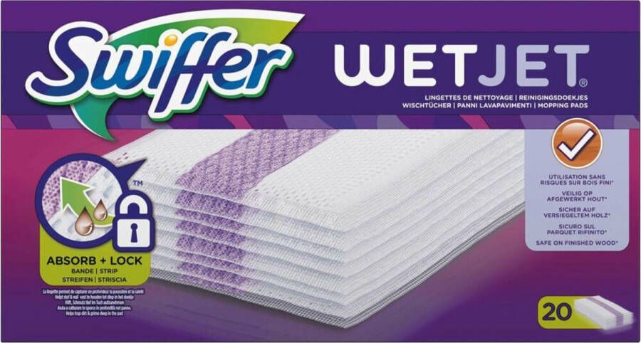 Swiffer 4x Stof-wis Systeem Vloeren Wetjet Refill Wipes 20 Stuks