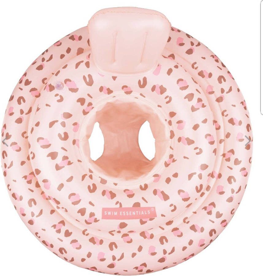 Swim Essentials Baby float Zwemtrainer Zwemband 0-1 jaar max. 11 kg Panterprint oud roze