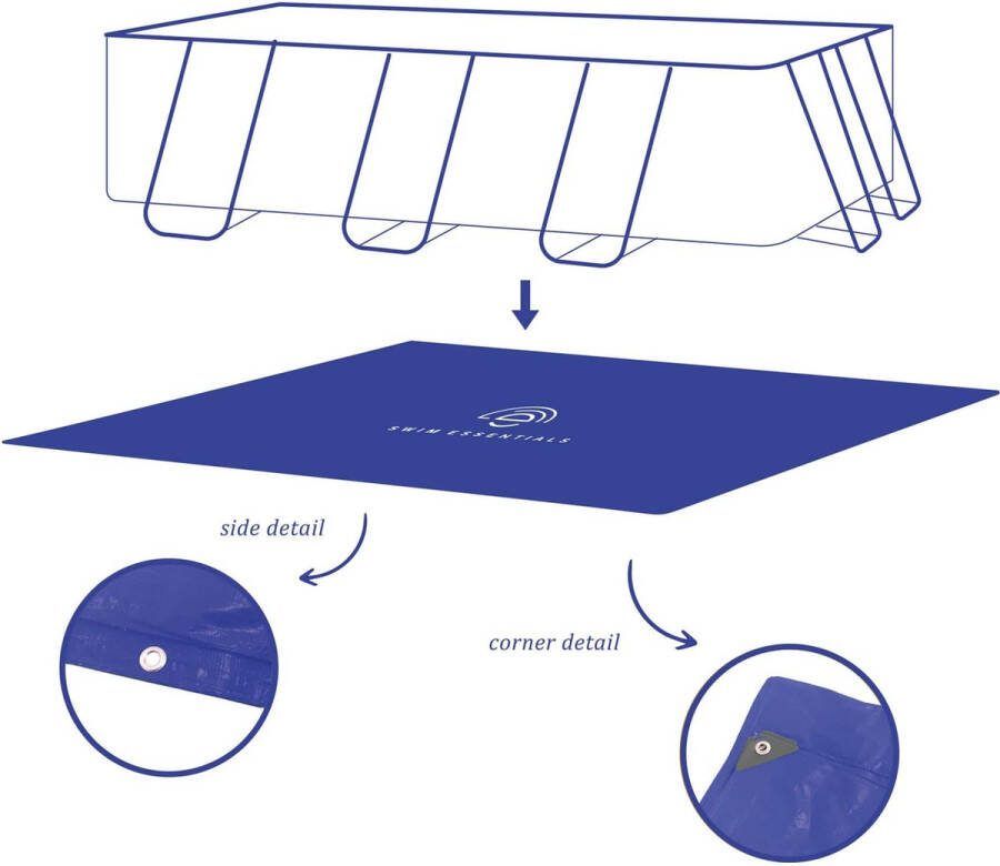 Swim Essentials Grondzeil Zwembad Donkerblauw Zwembad ondervloer Rechthoek 200 x 400 cm