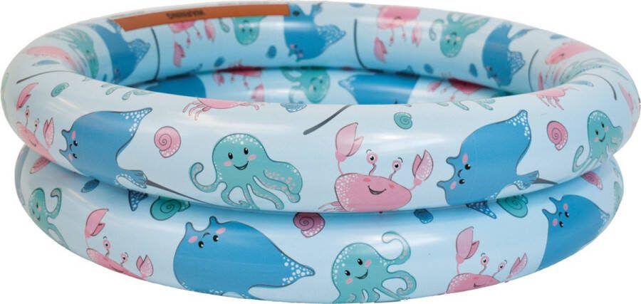 Swim Essentials Kinderzwembad met zeedierenprint Zwembadje Opblaasbaar Ø 60 cm Kinderen Jongens Meisjes Baby Peuter 1 tot 3 jaar PVC Blauw