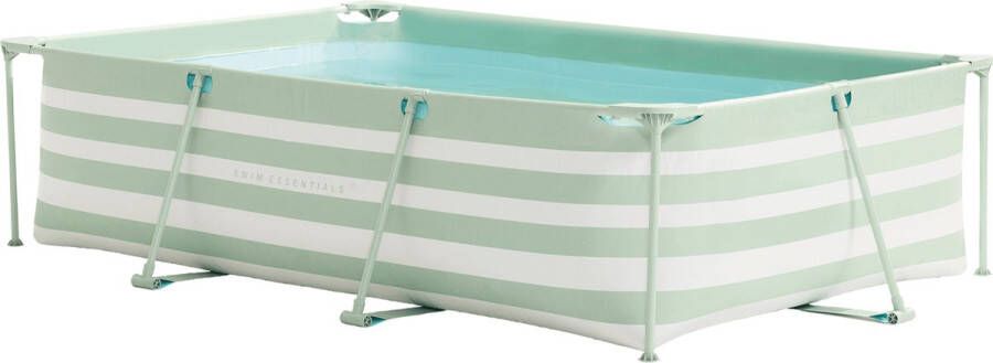 Swim Essentials Opzetzwembad Frame Zwembad Rechthoek Groen Wit Gestreept 300 x 200 x 75 cm