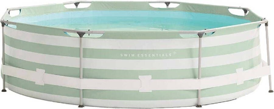 Swim Essentials Opzetzwembad Frame Zwembad Rond Groen Wit Gestreept 305 x 76 cm
