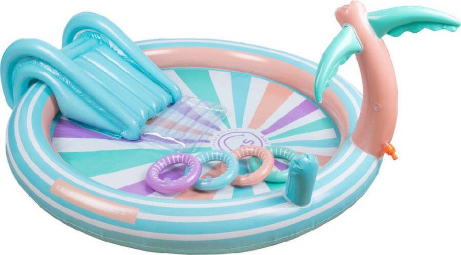 Swim Essentials Speelzwembad met Glijbaan Kinderzwembad Regenboog 210 x 150 cm