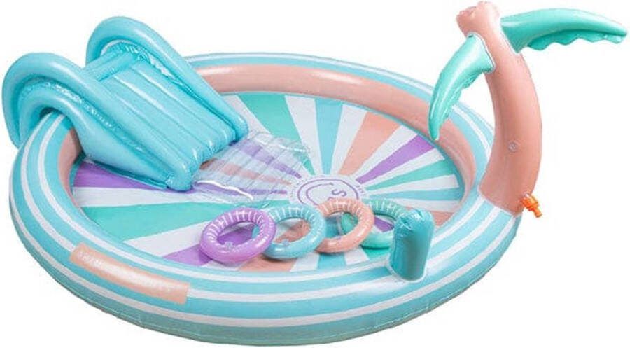 Swim Essentials Speelzwembad met Glijbaan Kinderzwembad Regenboog 210 x 150 cm