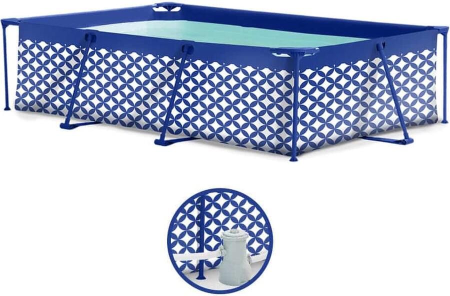 Swim Essentials Opzetzwembad Frame Zwembad Rechthoek Blauw 260 x 160 x 65 cm Met Filterpomp