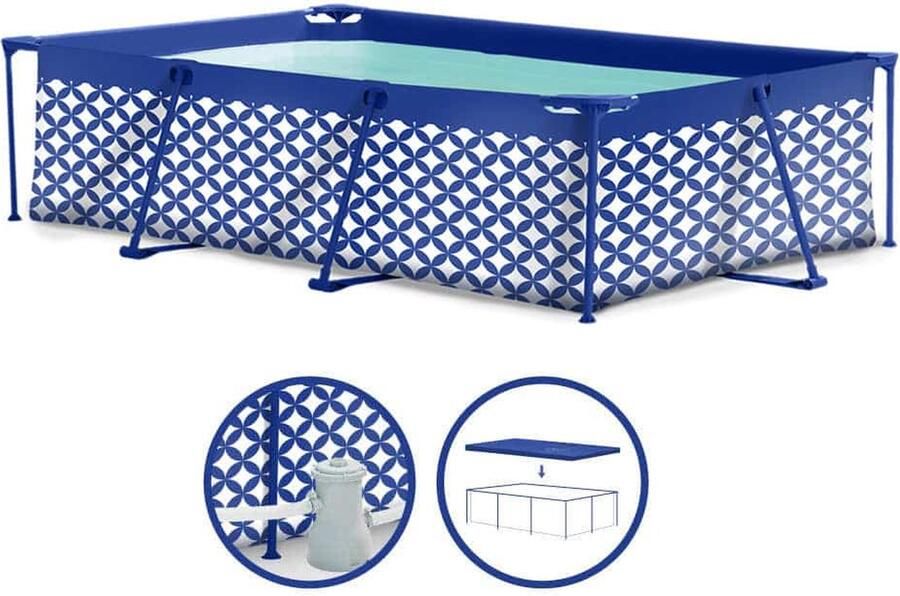 Swim Essentials Opzetzwembad Frame Zwembad Rechthoek Blauw 260 x 160 x 65 cm Met Filterpomp Grond- & Afdekzeil