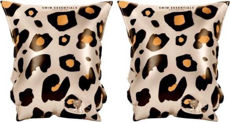 Swim Essentials zwembandjes panter beige 2-6 jaar collectie 2021 zwembandjes zwemmen zomer zwembad baby dreumes peuter kleuter panter beige panterprint leopard