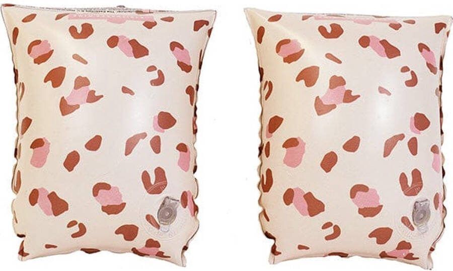 Swim Essentials Zwembandjes Panterprint Zwemvleugels Old Pink 0-2 jaar
