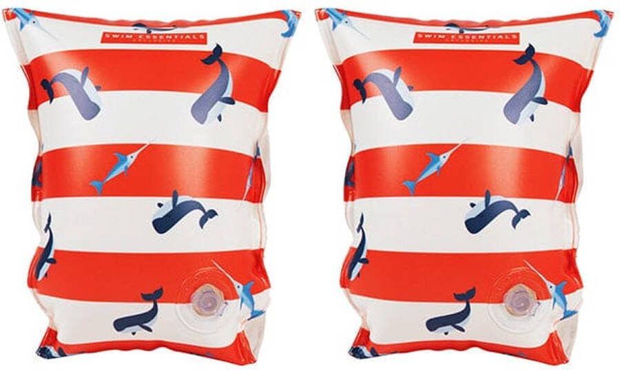 Swim Essentials Zwembandjes Rood Wit Walvis Zwemvleugels 0-2 jaar 0-15 kg