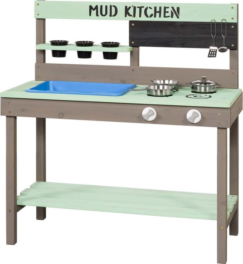 Swing King Mud Speelkeuken Met Water- Zandbakje Hout Grijs groen