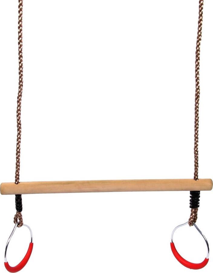 Swing King Trapeze met Ringen in hoogte Verstelbaar Hout Naturel