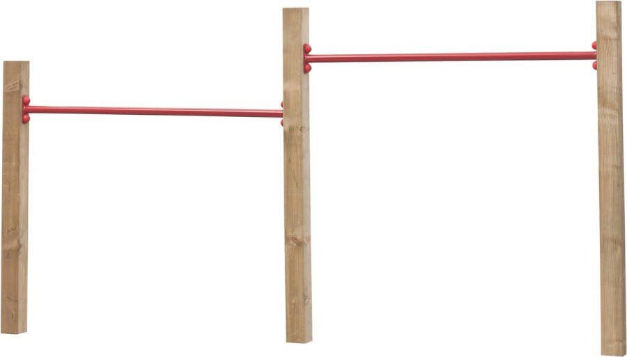 SwingKing Houten duikelrek dubbel 2 duikelstangen 125cm met 3 houten palen (FSC Hout)